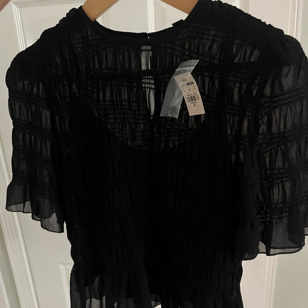 Express Black Ruffle Blouse - XS - Picture 8 of 10